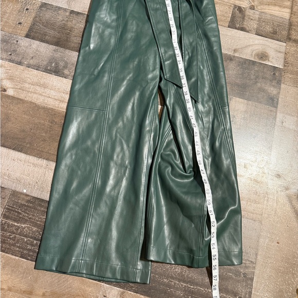 Anthropologie Samira Green Faux Leather Wide Leg Jumpsuit Size 2 - Picture 6 of 13